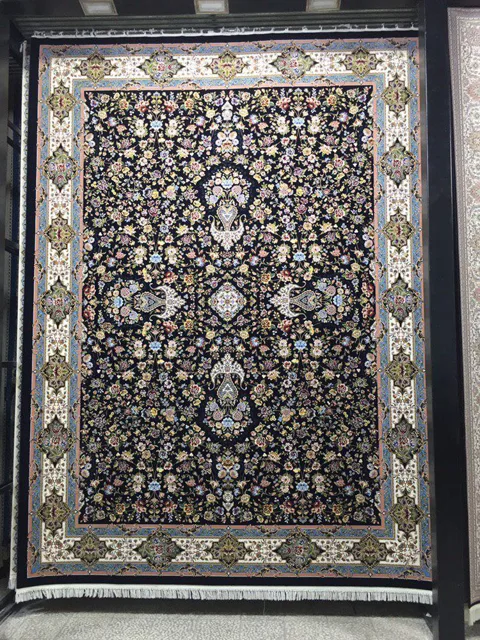 فرش 1200 شانه نقشه افشان کیمیا زمینه سرمه ای