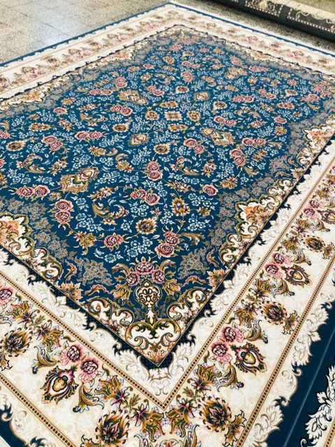 فرش 700 شانه گل برجسته نقشه افشان رژین کاربنی