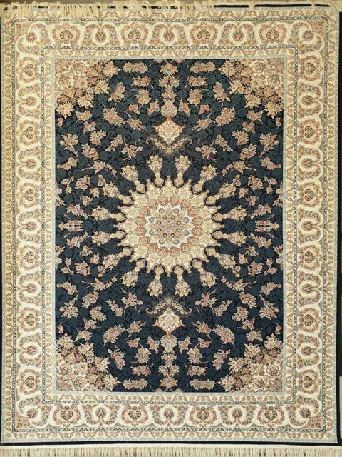 فرش 1200 شانه گل برجسته کد 1002 زمینه سرمه ای