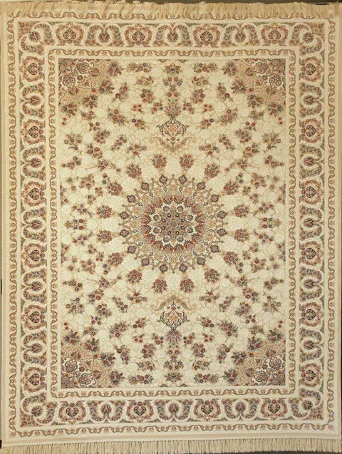 فرش 1200 شانه گل برجسته کد 3002 زمینه کرم