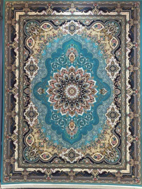 فرش 1200 شانه نقشه آریا زمینه آبی