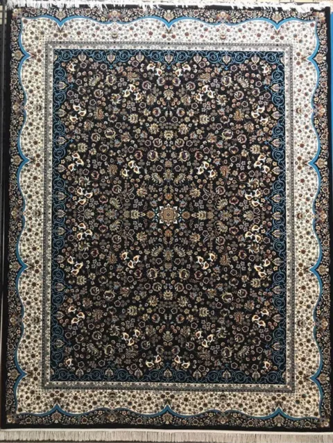 فرش 1000 شانه نقشه می گل زمینه سرمه ای