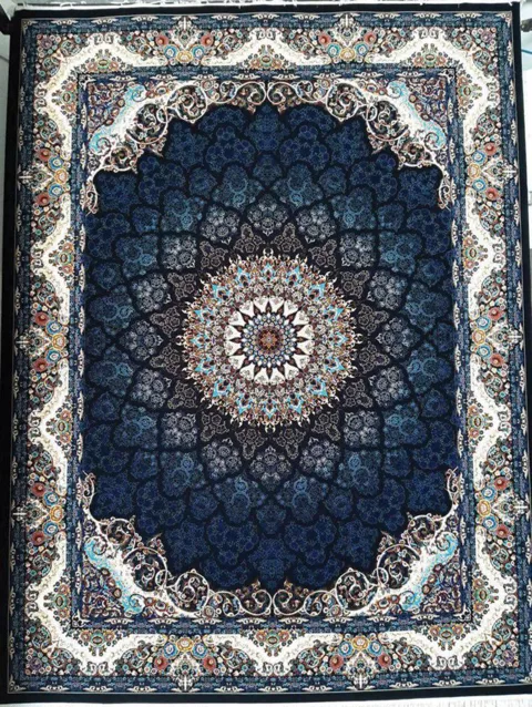 فرش 1000 شانه نقشه نگین زمینه سرمه ای