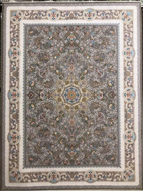 فرش 1200 شانه گل برجسته نقشه پگاه زمینه نسکافه ای