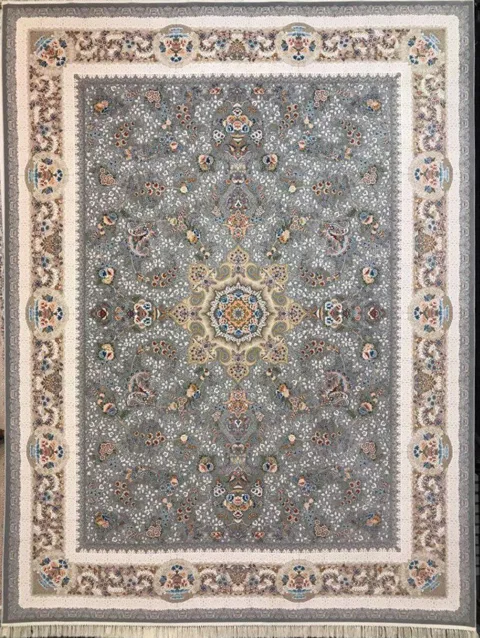 فرش 1200 شانه گل برجسته نقشه پگاه زمینه نقره ای