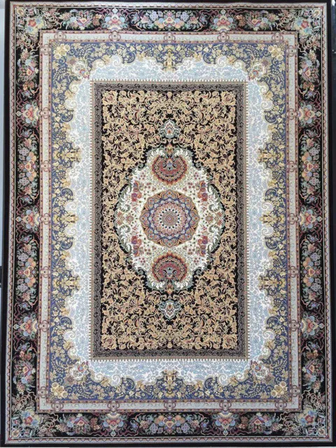 فرش 1200 شانه گل برجسته نقشه تینا زمینه قهوه ای