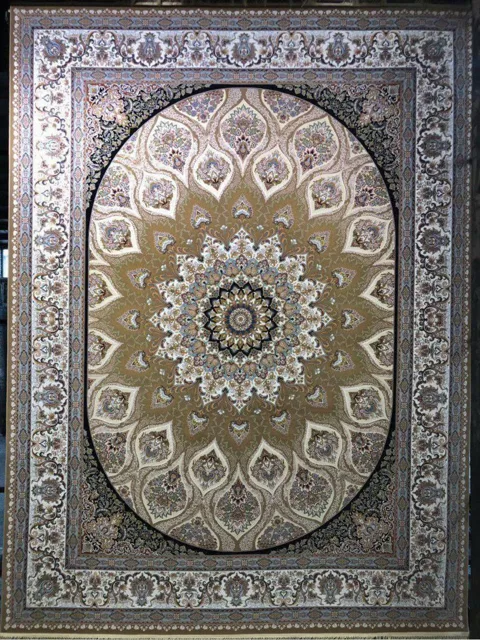 فرش 1000 شانه گل برجسته نقشه گنبد زمینه نسکافه ای
