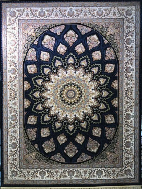 فرش 1000 شانه گل برجسته نقشه گنبد زمینه سرمه ای