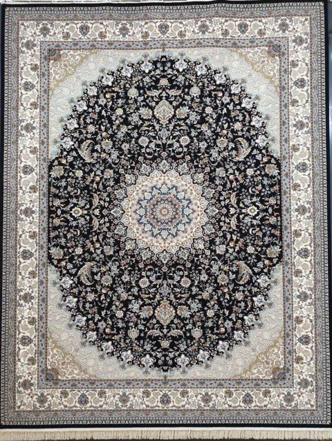 فرش 700 شانه نقشه نگین زمینه سرمه ای