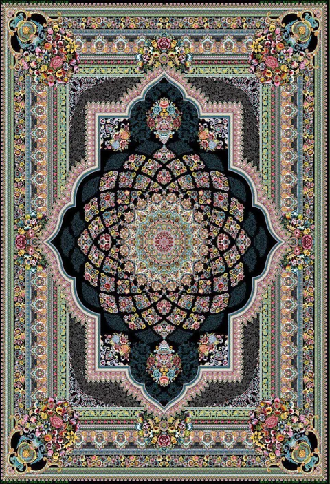 فرش 700 شانه نقشه لوکس زمینه سرمه ای