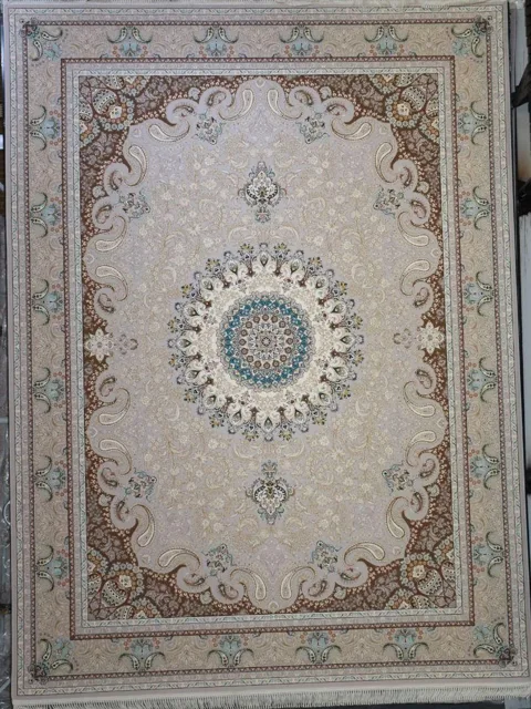 فرش 1200 شانه گل برجسته نقشه نهال زمینه نقره ای
