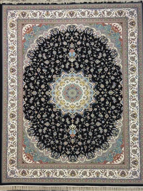 فرش 1200 شانه نقشه اصفهان زمینه سرمه ای