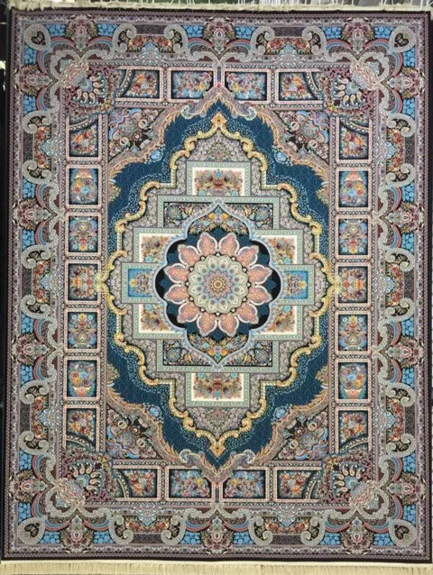 فرش 1200 شانه نقشه حوض نقره زمینه سرمه ای