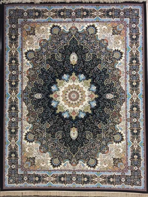 فرش 1200 شانه نقشه خاتون زمینه سرمه ای