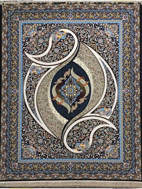 فرش 1200 شانه نقشه سناتور زمینه سرمه ای