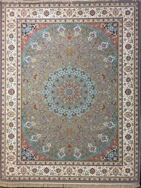 فرش 1200 شانه نقشه صاحبقران زمینه ترمه ای