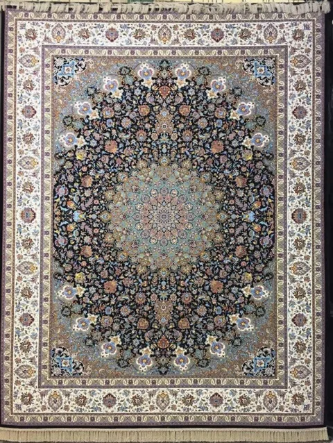 فرش 1200 شانه نقشه صاحبقران زمینه سرمه ای