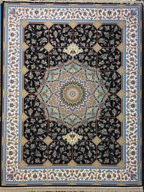 فرش 1200 شانه نقشه مهرگان زمینه سرمه ای