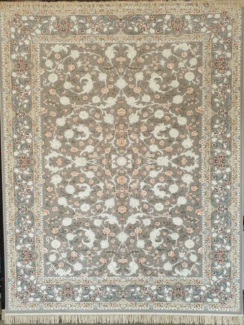 فرش 1200 شانه گل برجسته کد 3001 زمینه نقره ای