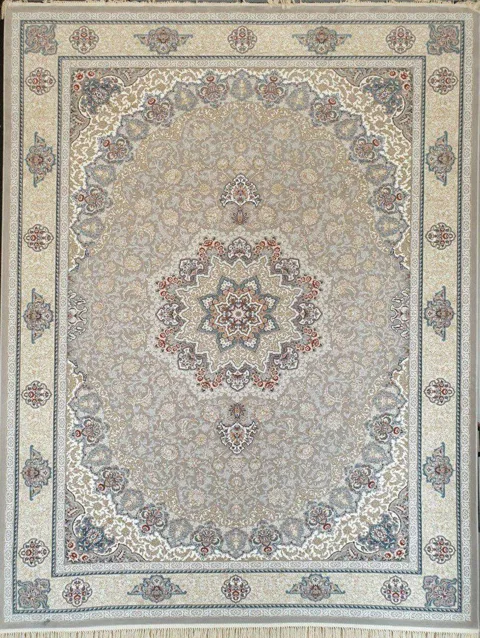 فرش 1200 شانه گل برجسته نقشه آتریسا زمینه نقره ای