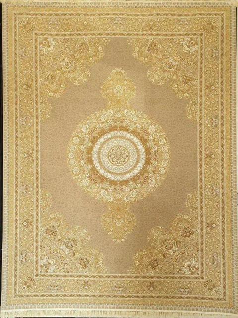 فرش 1200 شانه گل برجسته نقشه گلفام گلدار زمینه فیلی