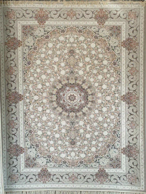 فرش 1200 شانه گل برجسته نقشه گلشید زمینه نقره ای