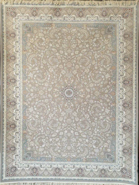 فرش 1200 شانه گل برجسته نقشه سوفیا زمینه نقره ای