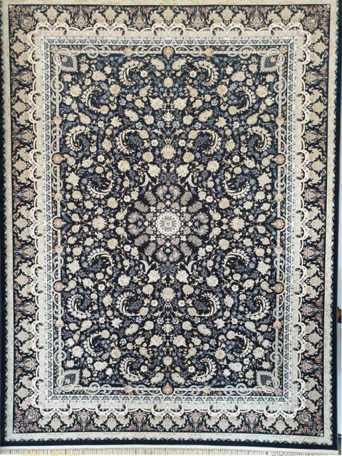 فرش 1200 شانه گل برجسته نقشه سوفیا زمینه سرمه ای