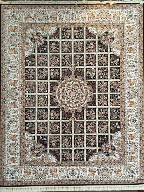 فرش ماشینی زمینه سرمه ای