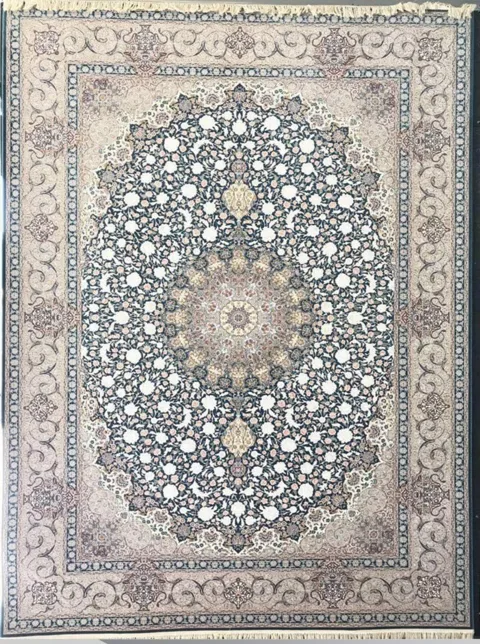فرش 1200 شانه گل برجسته نقشه گلشید زمینه کاربنی