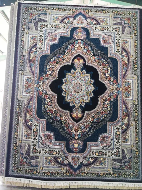 فرش باغ معلق زمینه سرمه ای