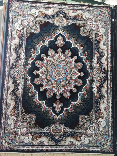 فرش 700 شانه نقشه نیلا زمینه سرمه ای کد 269004