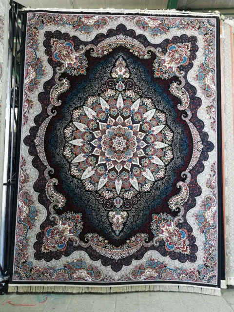 فرش 700 شانه نقشه رومیسا زمینه سرمه ای