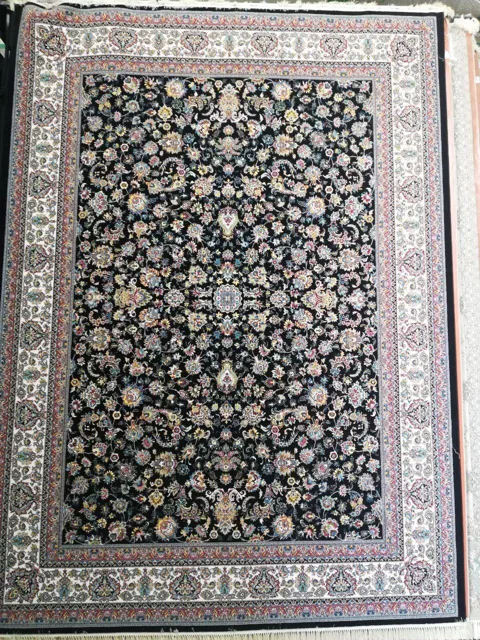 فرش 700 شانه نقشه افشان کاشان زمینه سرمه ای کد 269013