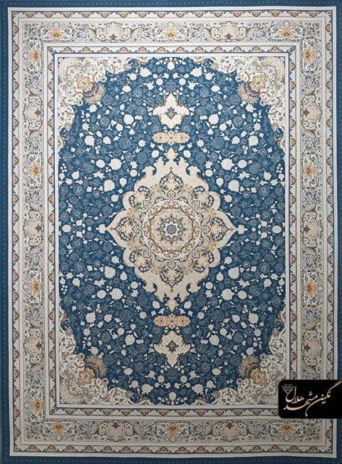 فرش 1500 شانه گل برجسته نقشه درسا کد 15004 زمینه کاربنی