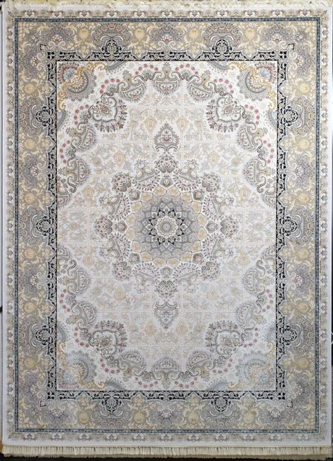 فرش 1200 شانه لایت نقشه روژان زمینه نقره ای