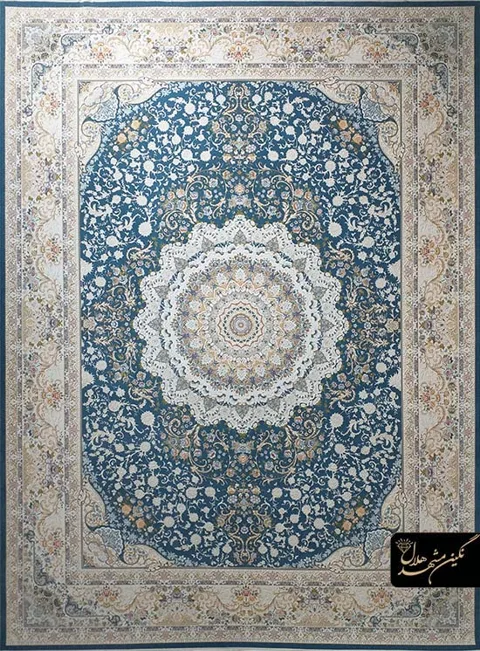 فرش 1500 شانه گل برجسته نقشه رایحه کد 15005 زمینه کاربنی