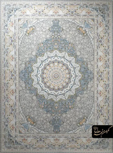 فرش 1500 شانه گل برجسته نقشه رایحه کد 15005 زمینه نقره ای