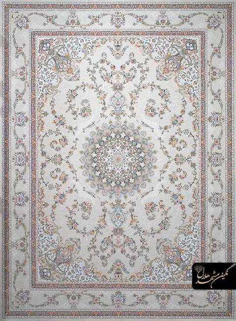 فرش 1500 شانه گل برجسته نقشه گلستان کد 15006 زمینه کرم