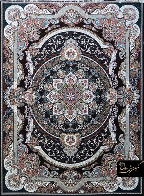 فرش 700 شانه نقشه مانا کد 12004 زمینه سرمه ای