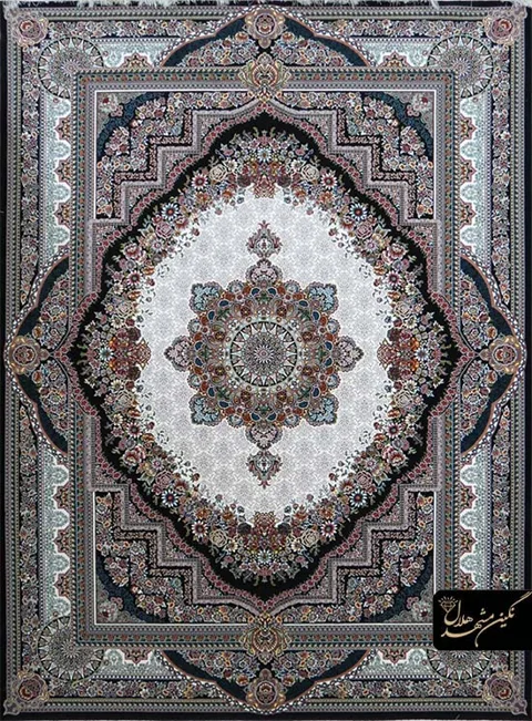 فرش 700 شانه نقشه بهشت کد 12005 زمینه سرمه ای