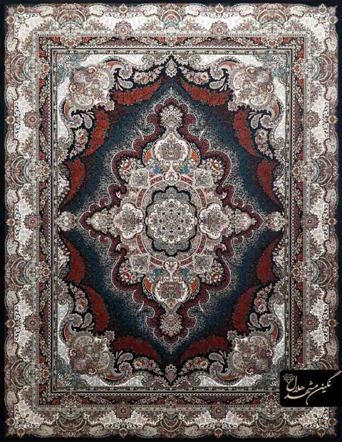 فرش 700 شانه نقشه ستاره کد 12007 زمینه سرمه ای