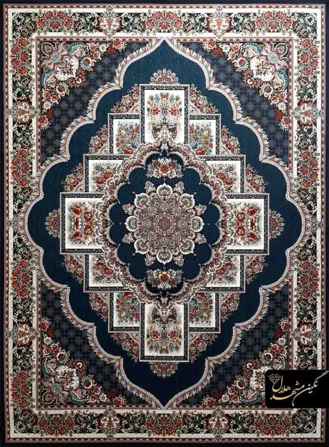 فرش 700 شانه نقشه ناردون کد 12025 زمینه سرمه ای