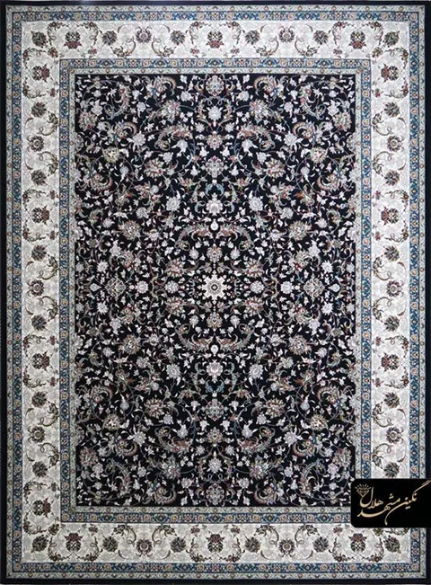 فرش 700 شانه نقشه افشان آرانیکا کد 12028 زمینه سرمه ای