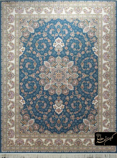 فرش 700 شانه گل برجسته کد 13065 زمینه آبی