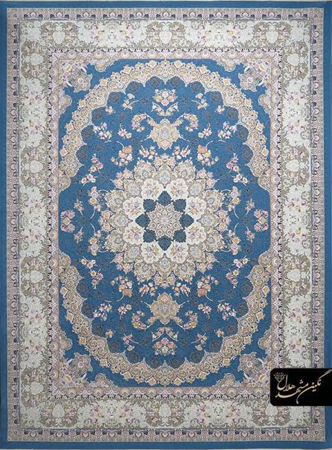 فرش 1200 شانه گل برجسته نقشه ساری گل کد 7102 زمینه کاربنی