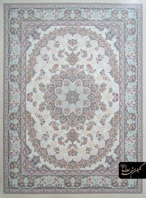 فرش 1200 شانه گل برجسته نقشه ساری گل کد 7102 زمینه کرم