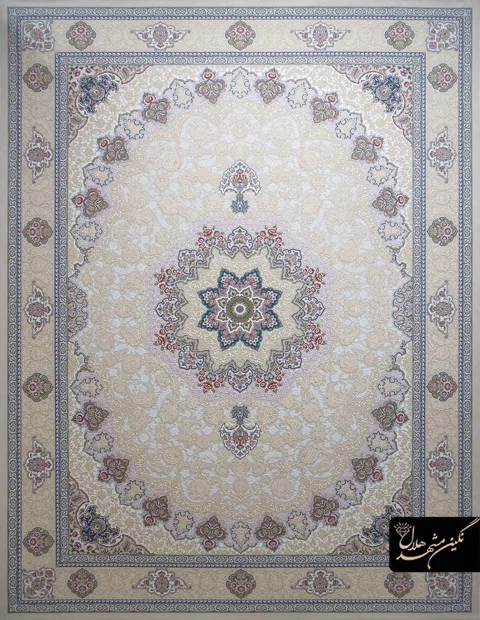 فرش 1200 شانه گل برجسته نقشه اصفهان کد 7113 زمینه کرم
