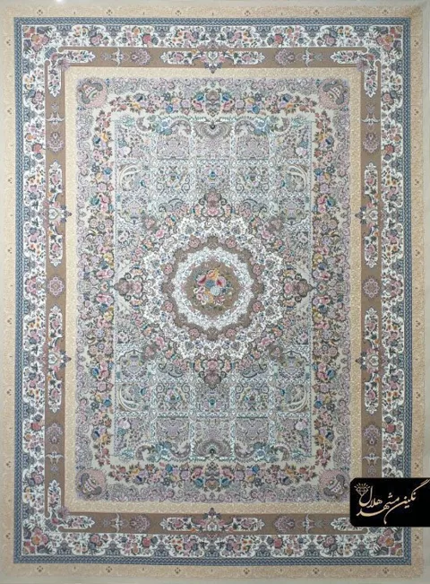 فرش 1200 شانه گل برجسته نقشه خانه رویایی کد 7115 زمینه کرم