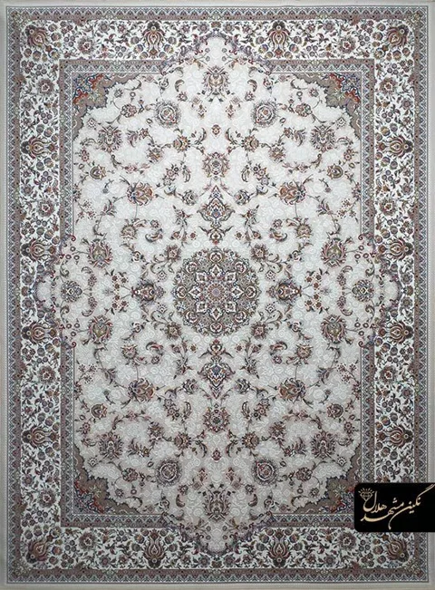 فرش 1200 شانه گل برجسته نقشه اطلسی کد 7116 زمینه کرم